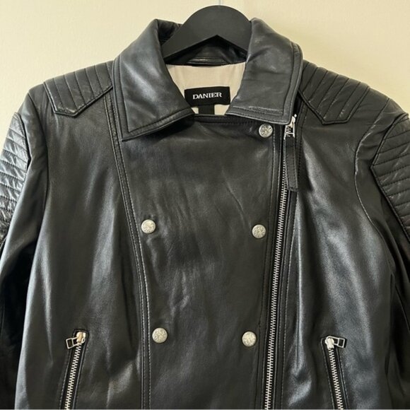 Danier Genuine Lamb Leather Biker Jacket Size XS - Picture 4 of 15